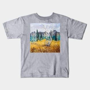 Birch trees near the mountains Kids T-Shirt